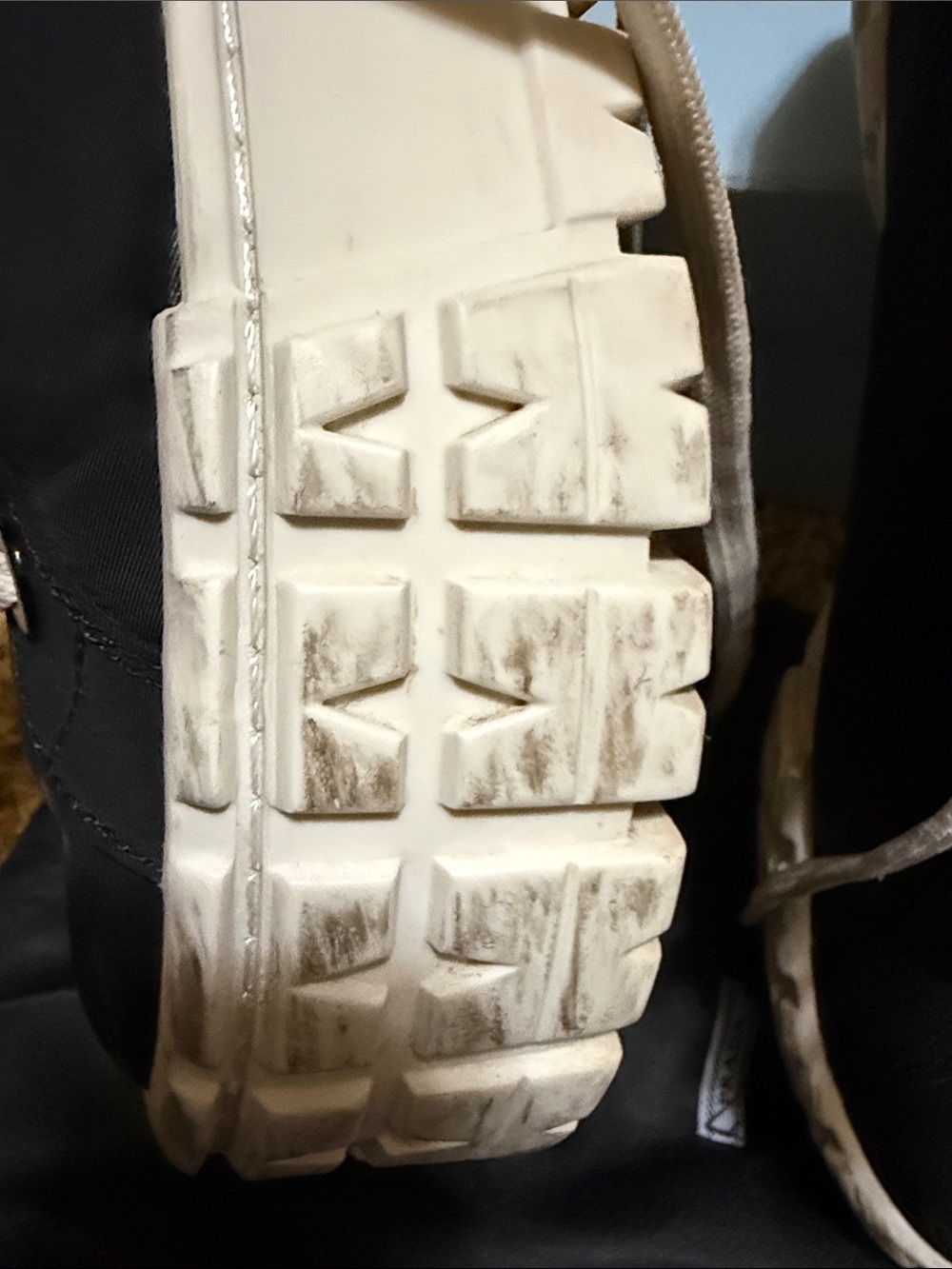 USED  Black Nylon Platform Sneakers with White Soles - Picture 2 of 7